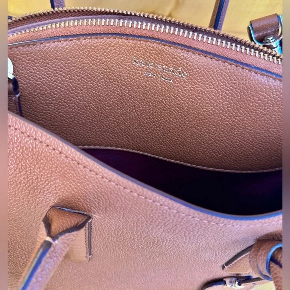 Kate Spade Medium Top Handle Satchel: Brown Leather w/ Removeable Shoulder Strap - Picture 12 of 13